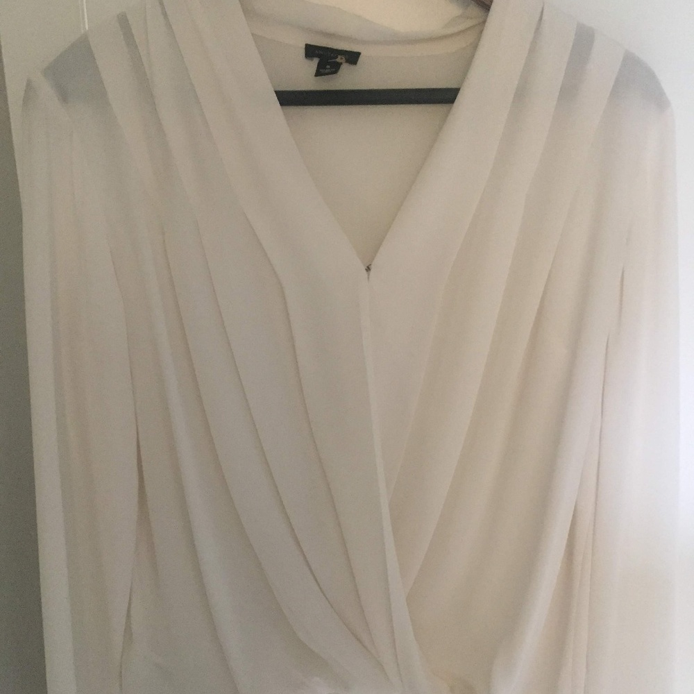 Ann Taylor White Wrap Front Shirt